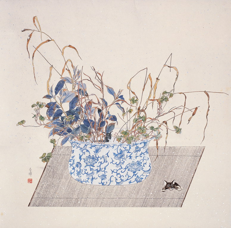 山水 立轴 设色纸本 