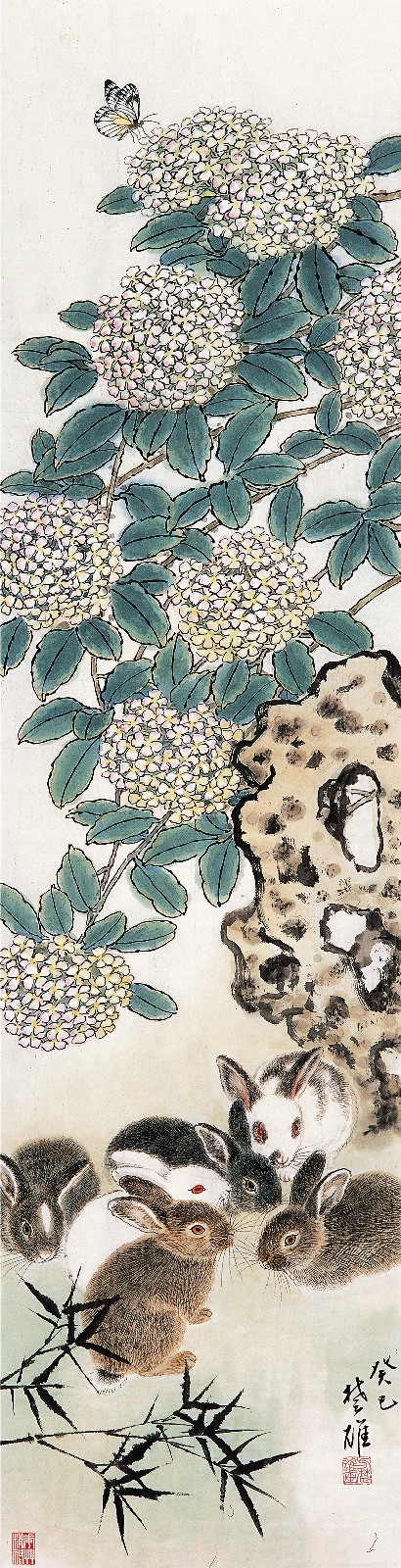 方楚雄 2013年作 花荫兔语 镜框