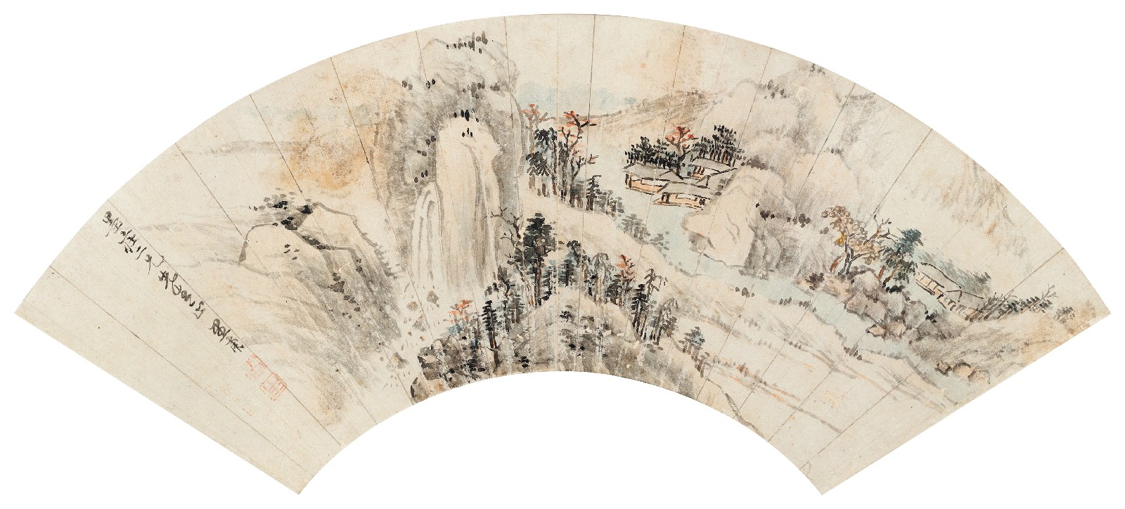 谢兰生 秋山图 镜框