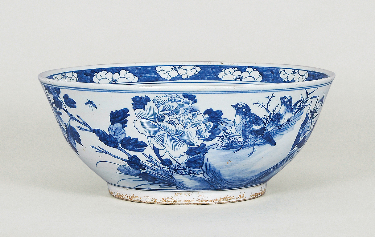 青花花鸟纹大碗 